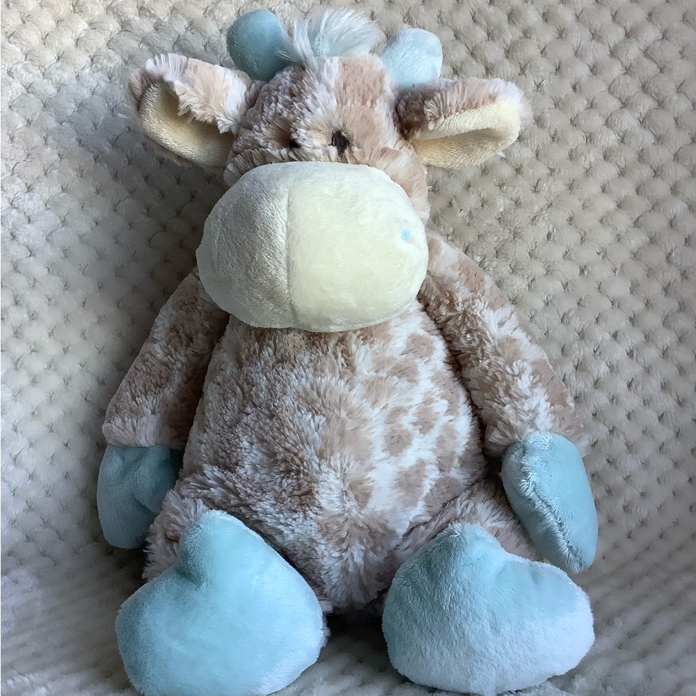 DEMDACO Nat and Jules Soft Plush Colby Tan Blue Giraffe Stuffed Animal Toy